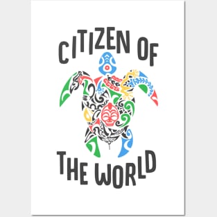 Citizen of the world Global turtle Posters and Art